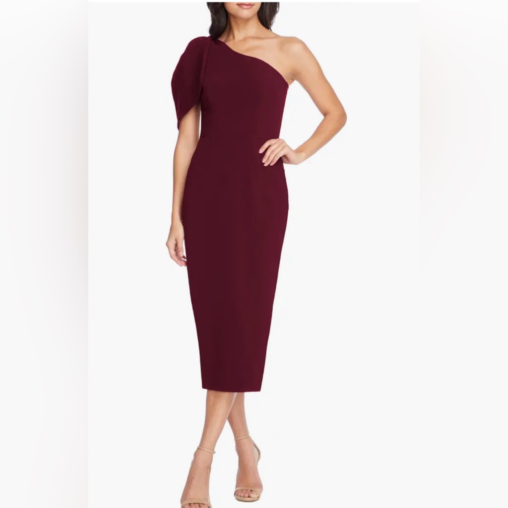 Dress The Population One-Shoulder Burgundy Dress
